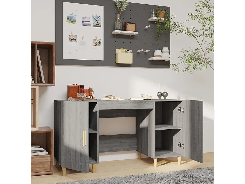 Scrivania Grigio Sonoma 140x50x75 cm in Legno Multistrato