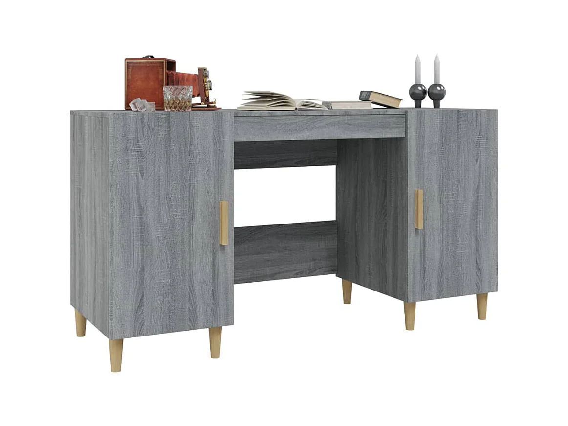 Scrivania Grigio Sonoma 140x50x75 cm in Legno Multistrato