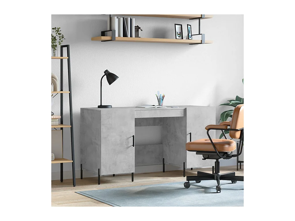 Bureau gris béton 140x50x75 cm bois d'ingénierie