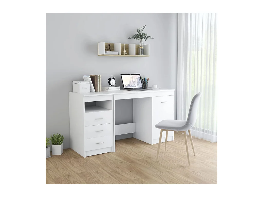 Bureau Blanc 140x50x76 cm Bois d’ingénierie