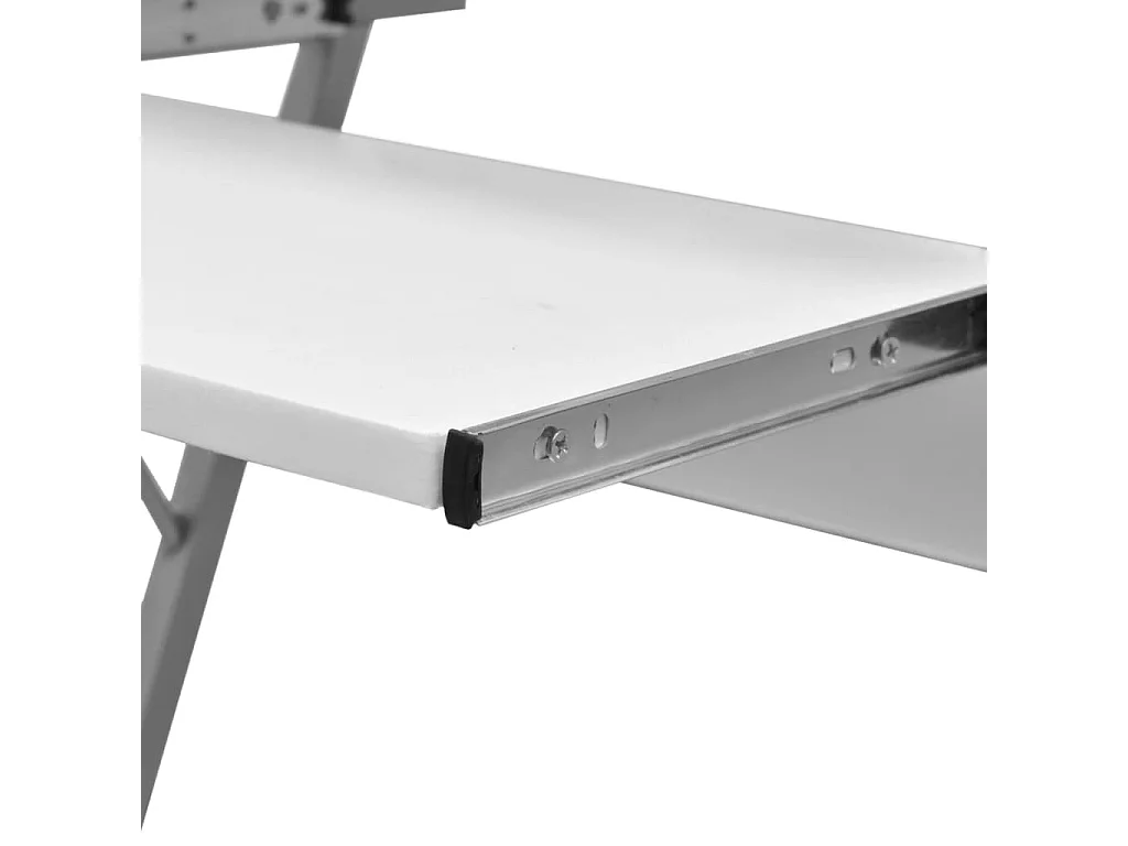 Tavolo Scrivania per Computer con Ripiano Estraibile Bianco
