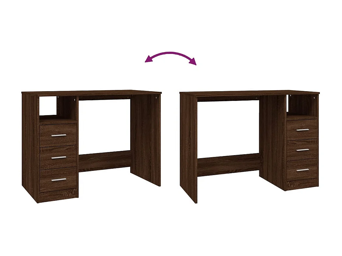 Bureau met lades 102x50x76 cm bewerkt hout bruin eikenkleur