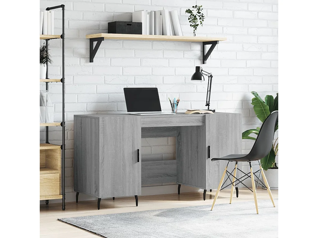 Bureau sonoma gris 140x50x75 cm bois d'ingénierie