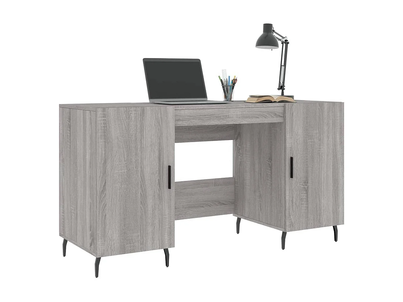 Bureau sonoma gris 140x50x75 cm bois d'ingénierie