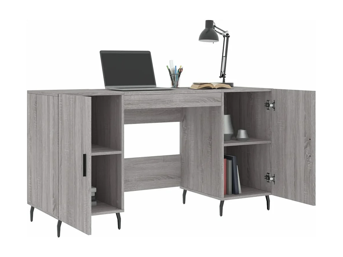 Bureau sonoma gris 140x50x75 cm bois d'ingénierie