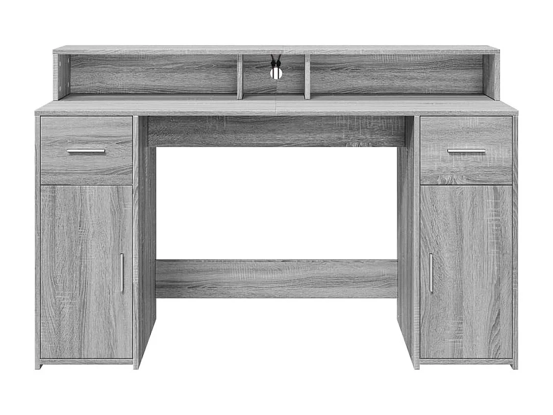 Escritorio con LED madera ingeniería gris sonoma 140x55x91 cm