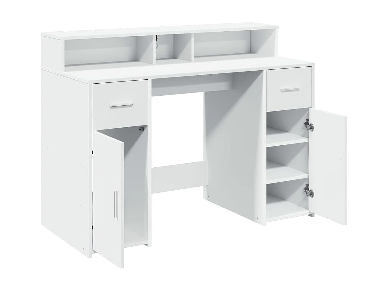 Scrivania con Luci LED Bianca 120x55x91 cm in Truciolato