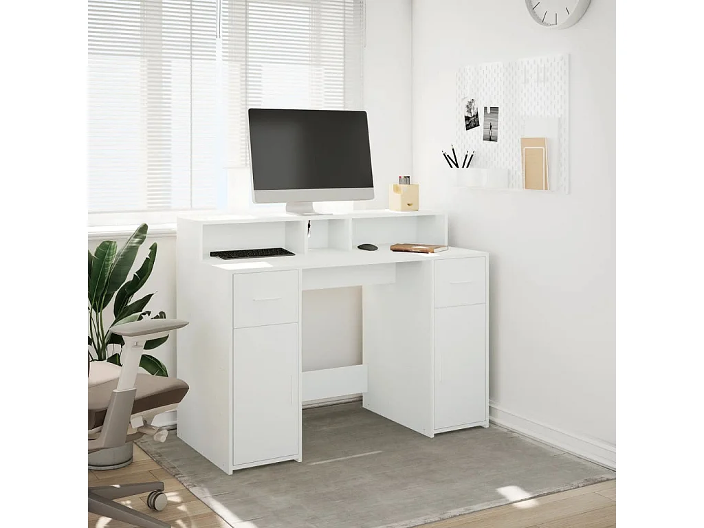 Secretária c/ luzes LED 120x55x91cm derivados de madeira branco