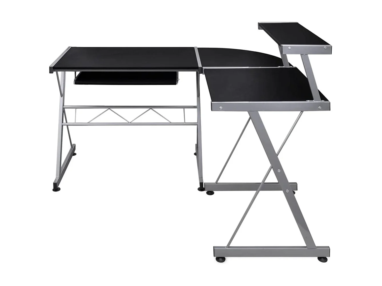 Bureau d'ordinateur d'angle Noir 132x112x99cm Bois d'ingénierie