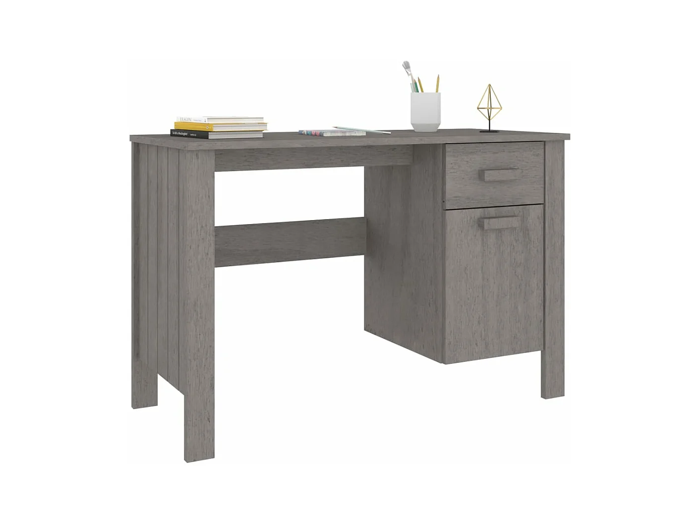 Bureau HAMAR 113x50x75 cm massief grenenhout lichtgrijs
