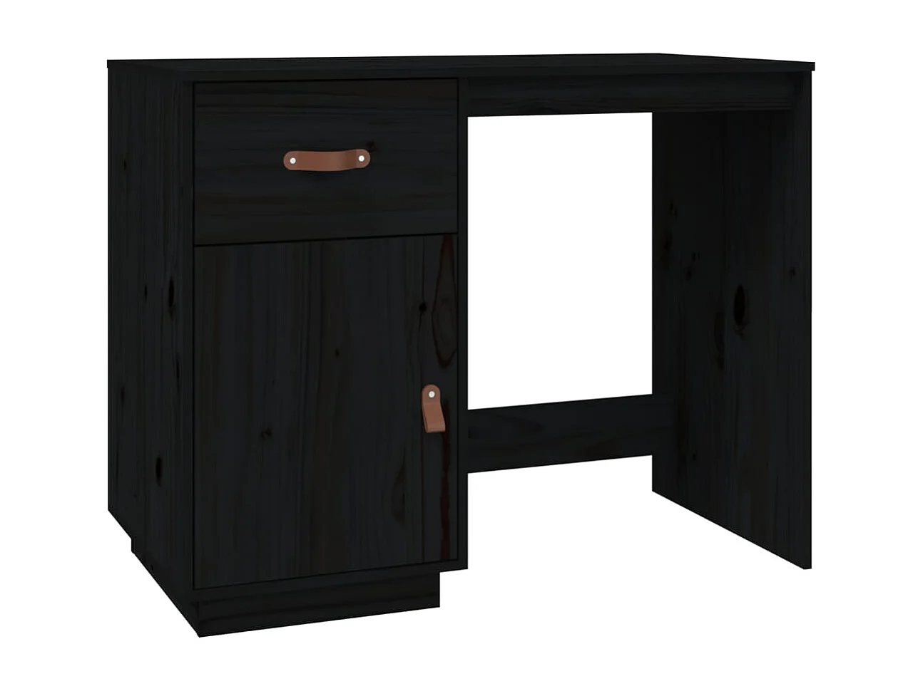 Bureau avec armoires Noir 135x50x75 cm Bois massif de pin