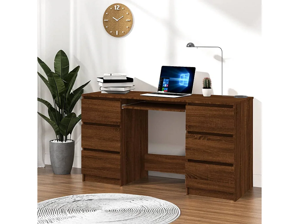 Schreibtisch Braun Eichen-Optik 140x50x77 cm Holzwerkstoff