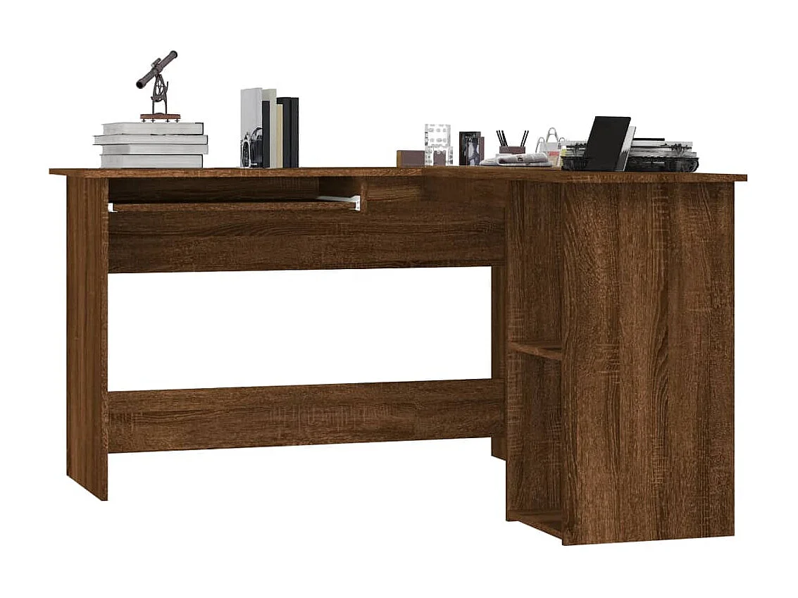 Bureau d'angle chêne marron 120x140x75 cm bois d'ingénierie