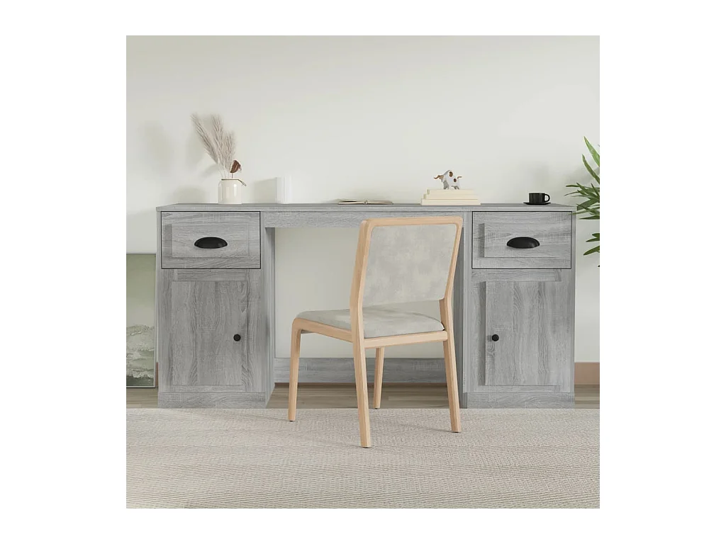 Bureau avec armoire sonoma gris bois d'ingénierie