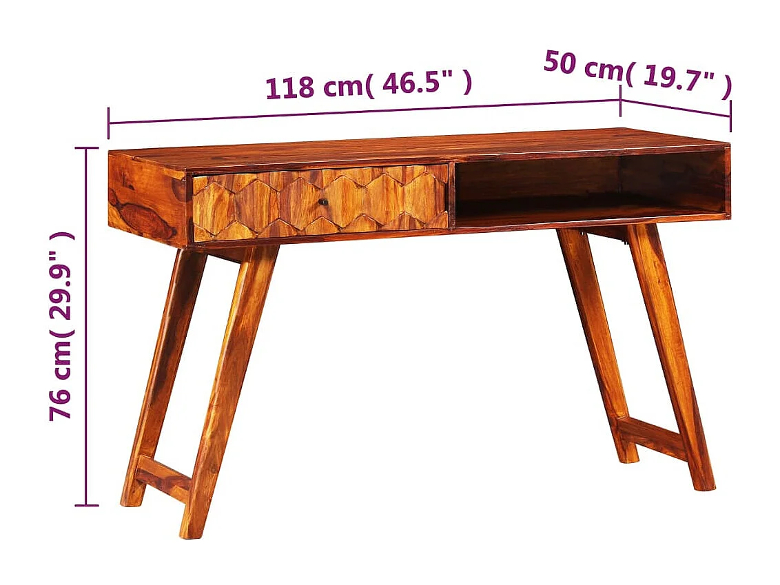 Table d'écriture Bois massif de Sesham 118 x 50 x 76 cm