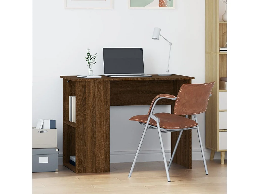Bureau chêne marron 100x55x75 cm bois d'ingénierie