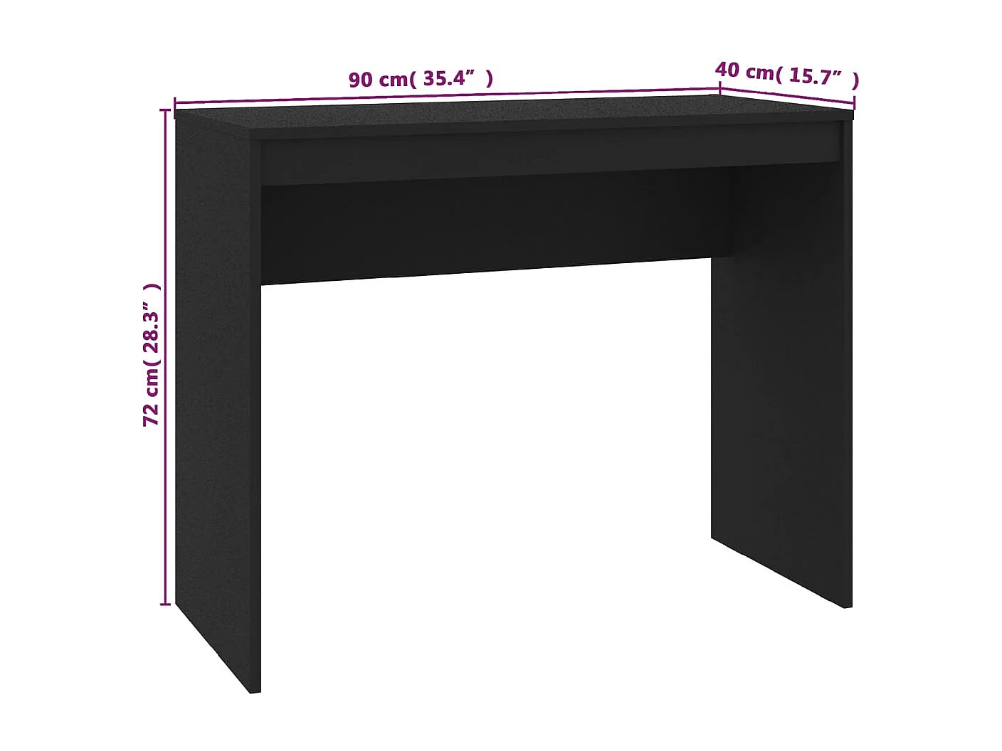 Bureau Noir 90x40x72 cm Bois d'ingénierie