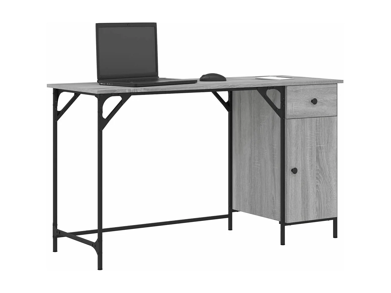 Scrivania Computer Grigio Sonoma 131x48x75 cm Legno Multistrato
