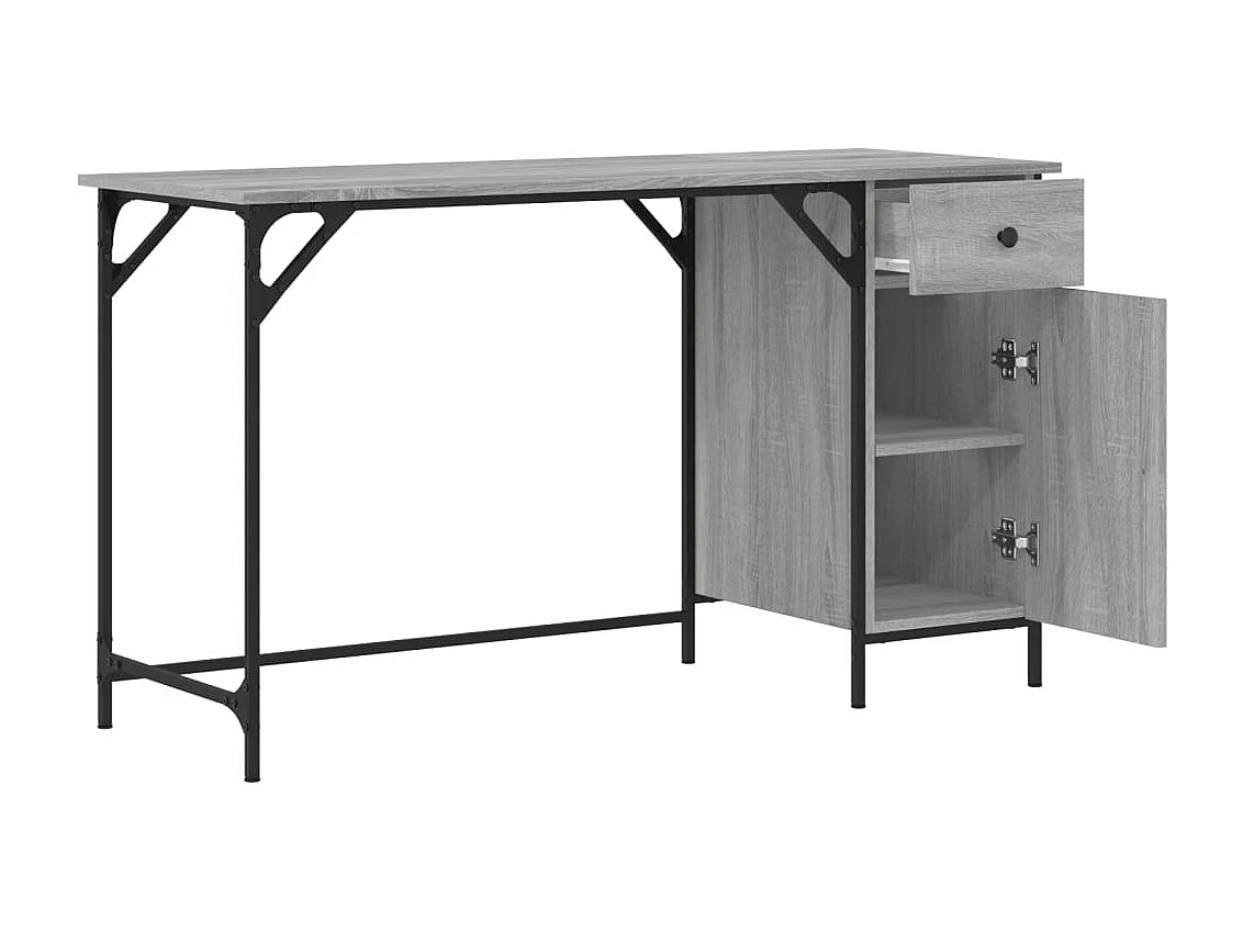 Scrivania Computer Grigio Sonoma 131x48x75 cm Legno Multistrato