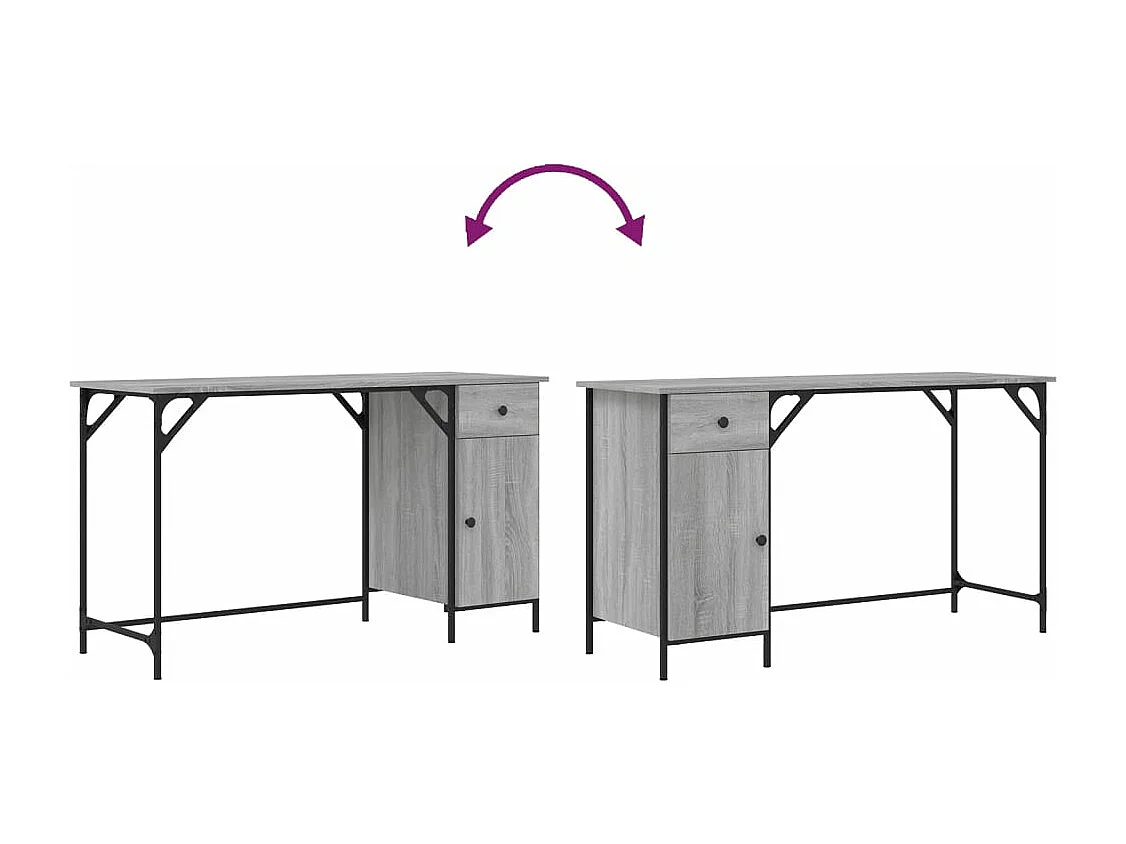 Scrivania Computer Grigio Sonoma 131x48x75 cm Legno Multistrato