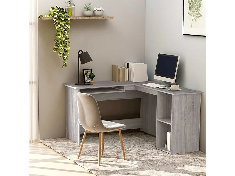Scrivania Angolare Grigio Sonoma 120x140x75cm Legno Multistrato