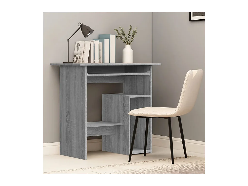 Bureau 80x45x74 cm bewerkt hout grijs sonoma eikenkleurig