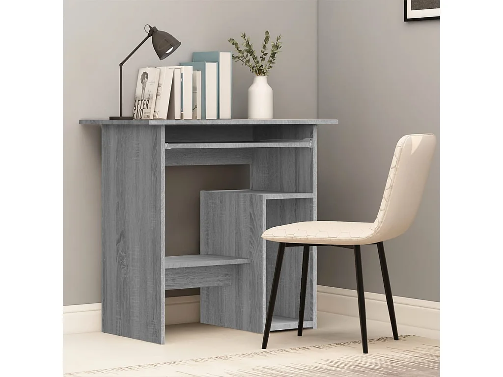 Escritorio de madera contrachapada gris Sonoma 80x45x74 cm