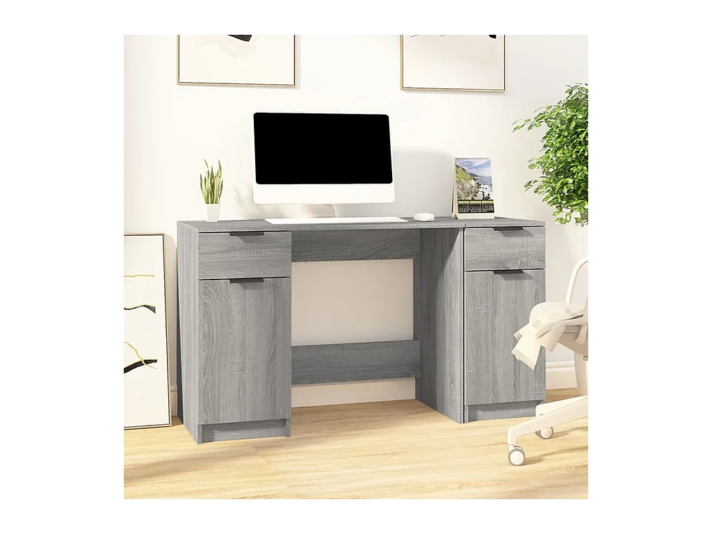 Bureau avec armoire latérale Sonoma gris Bois d'ingénierie
