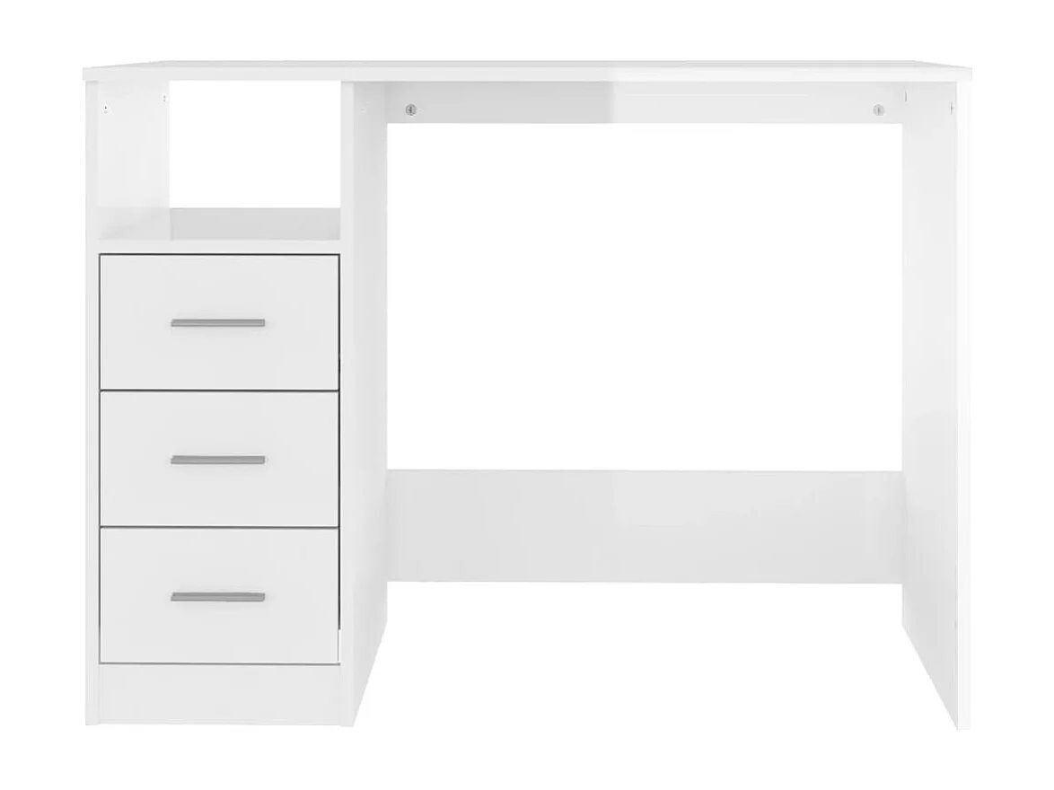 Scrivania Cassetti Bianco Lucido 102x50x76 cm Legno Multistrato