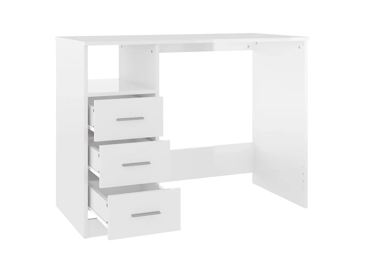 Bureau et tiroirs Blanc brillant 102x50x76 cm Bois d'ingénierie