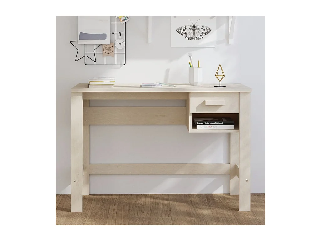 Bureau HAMAR 110x40x75 cm massief grenenhout honingbruin