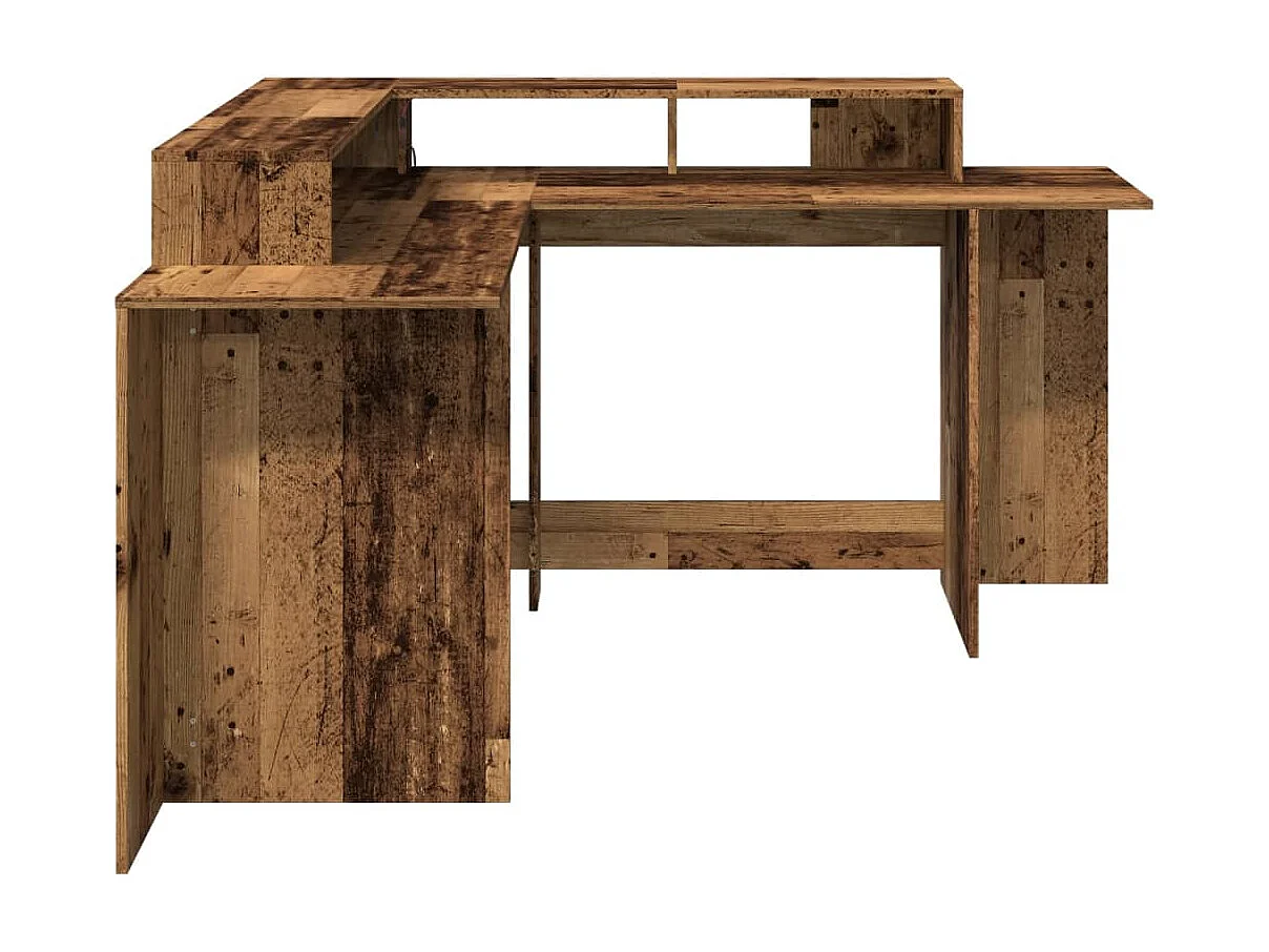 Bureau avec lumières LED vieux bois bois d'ingénierie