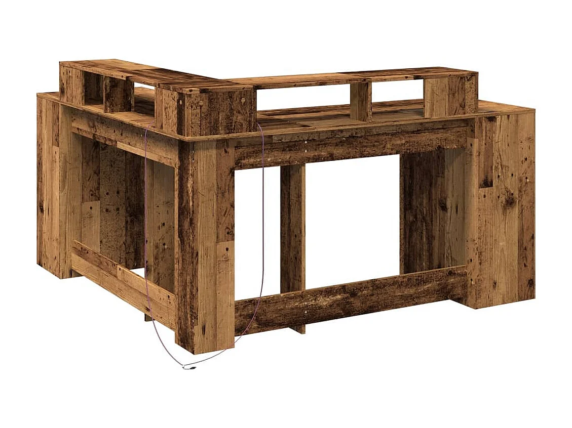 Bureau avec lumières LED vieux bois bois d'ingénierie