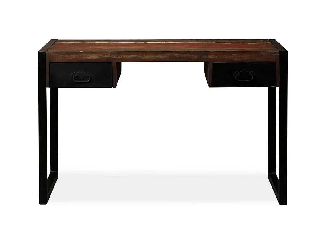 Scrivania a 2 Cassetti Legno Massello di Recupero 120x50x76 cm