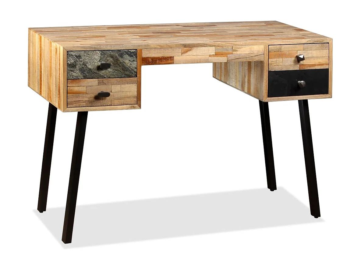 Scrivania in Legno Massello di Teak di Recupero 110x50x76 cm