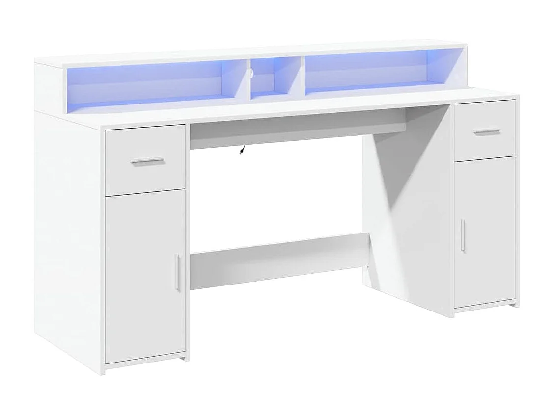 Secretária c/ luzes LED 140x55x91cm derivados de madeira branco