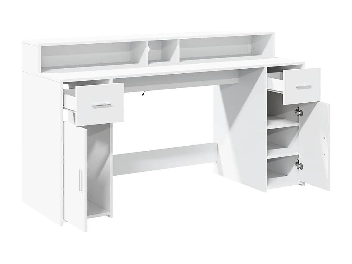 LED-Schreibtisch Weiß 160x55x91 cm Holzwerkstoff