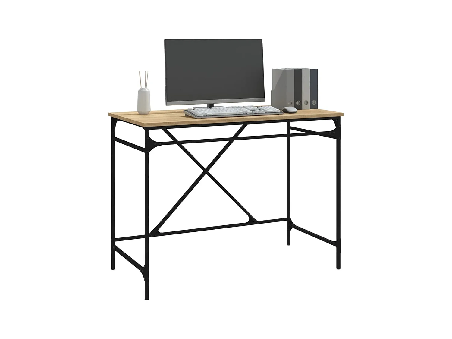 Bureau chêne sonoma 100x50x75 cm bois d'ingénierie et fer