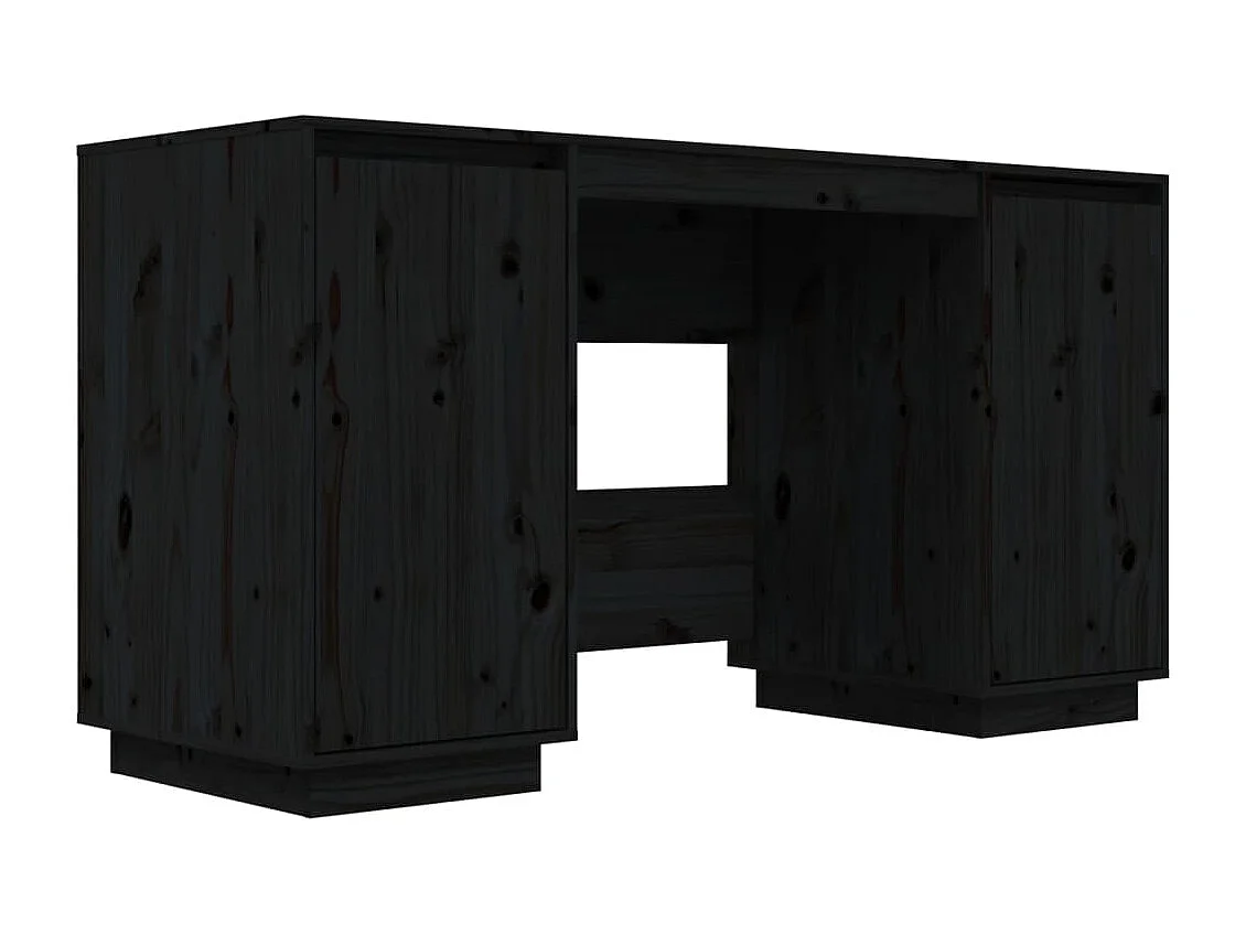 Secretária 140x50x75 cm madeira de pinho maciça preto