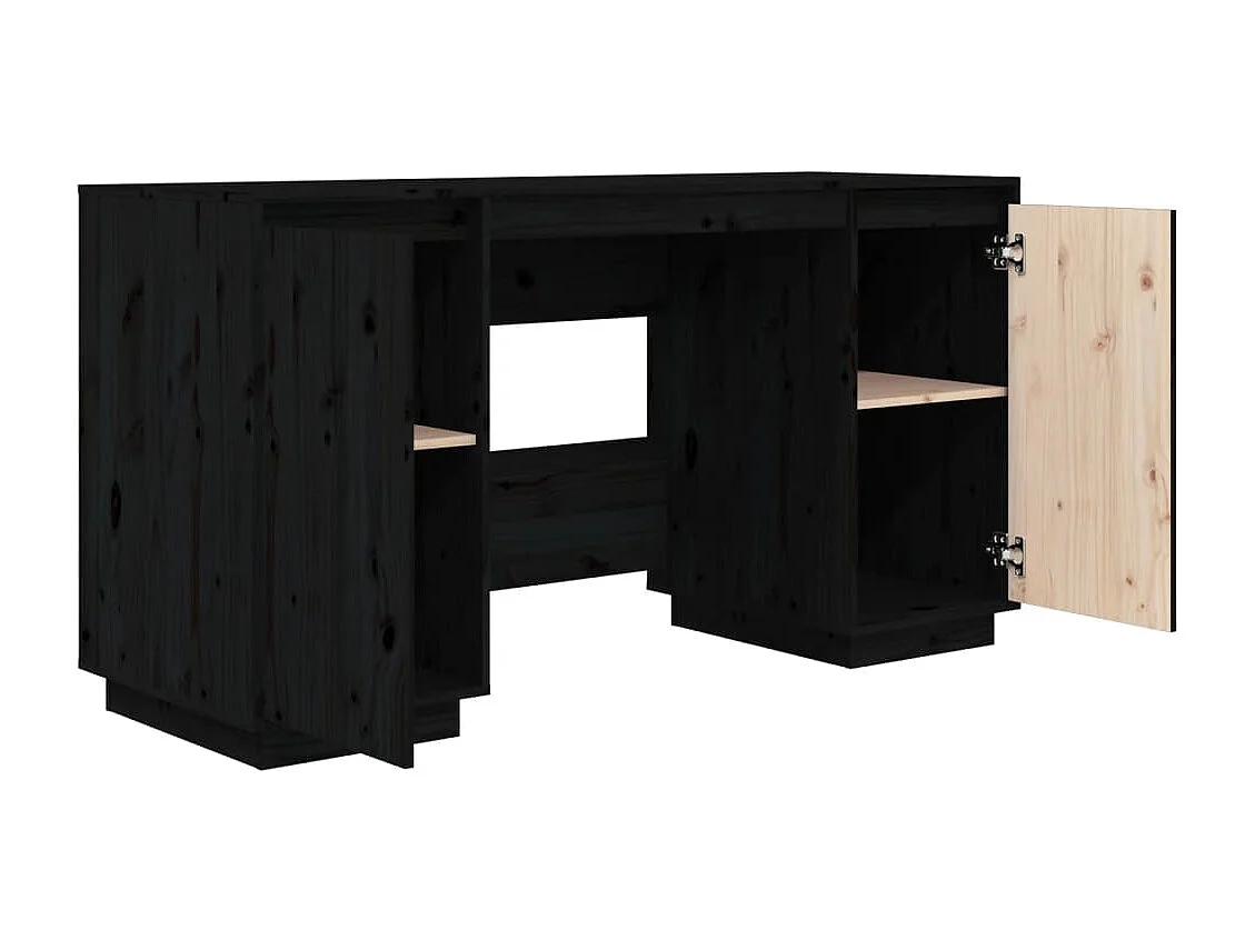 Secretária 140x50x75 cm madeira de pinho maciça preto