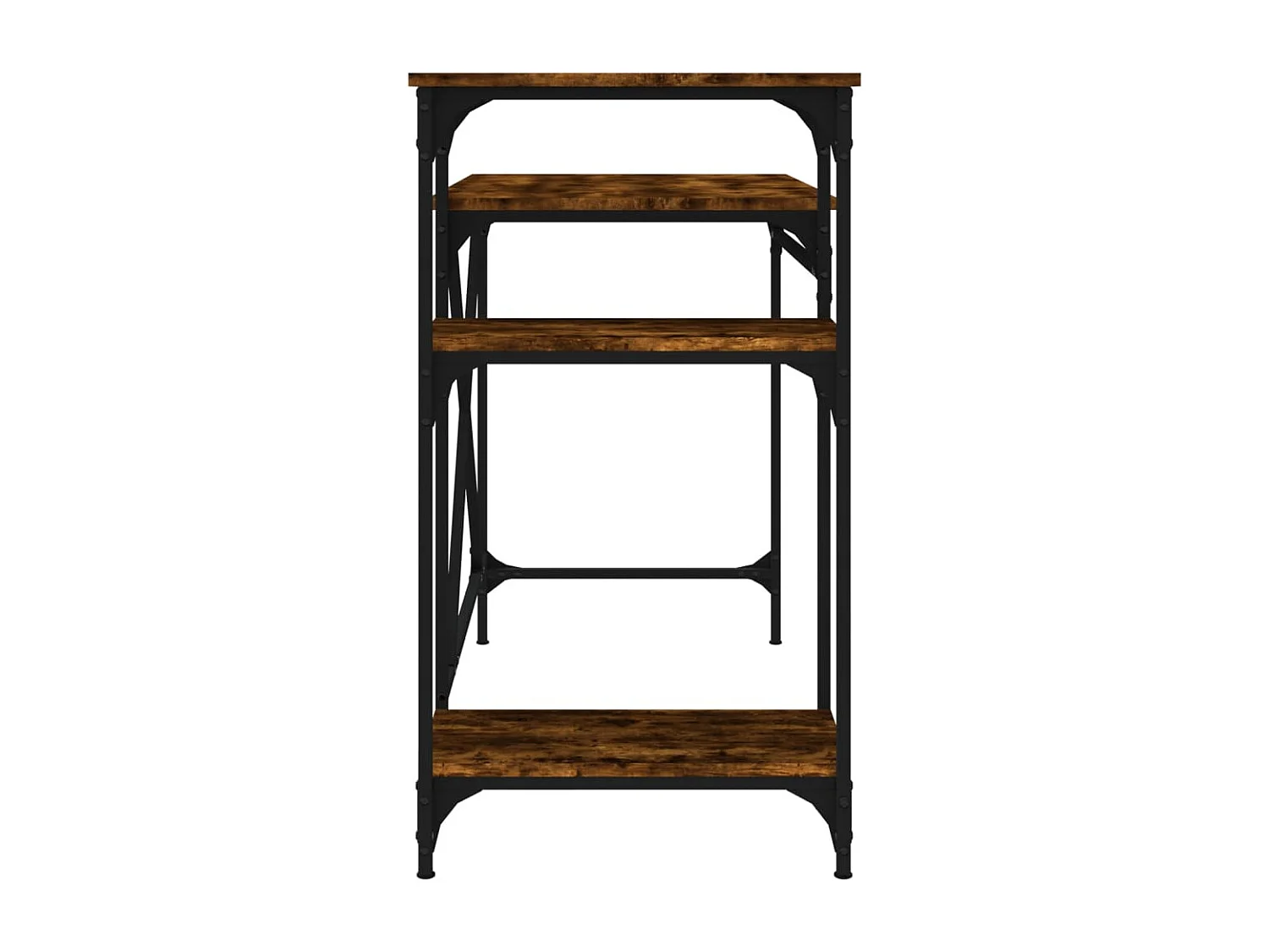 Scrivania Ripiani Rovere Fumo 105x50x90cm Multistrato e Ferro