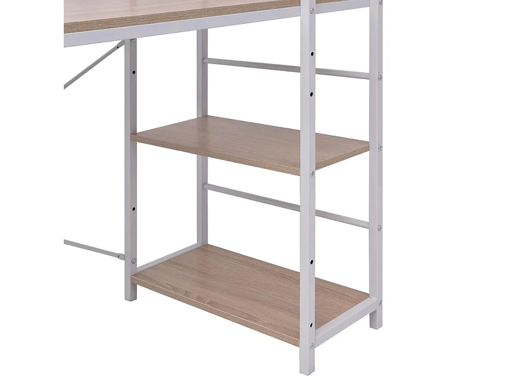 Bureau avec bibliothèque à 4 niveaux chêne