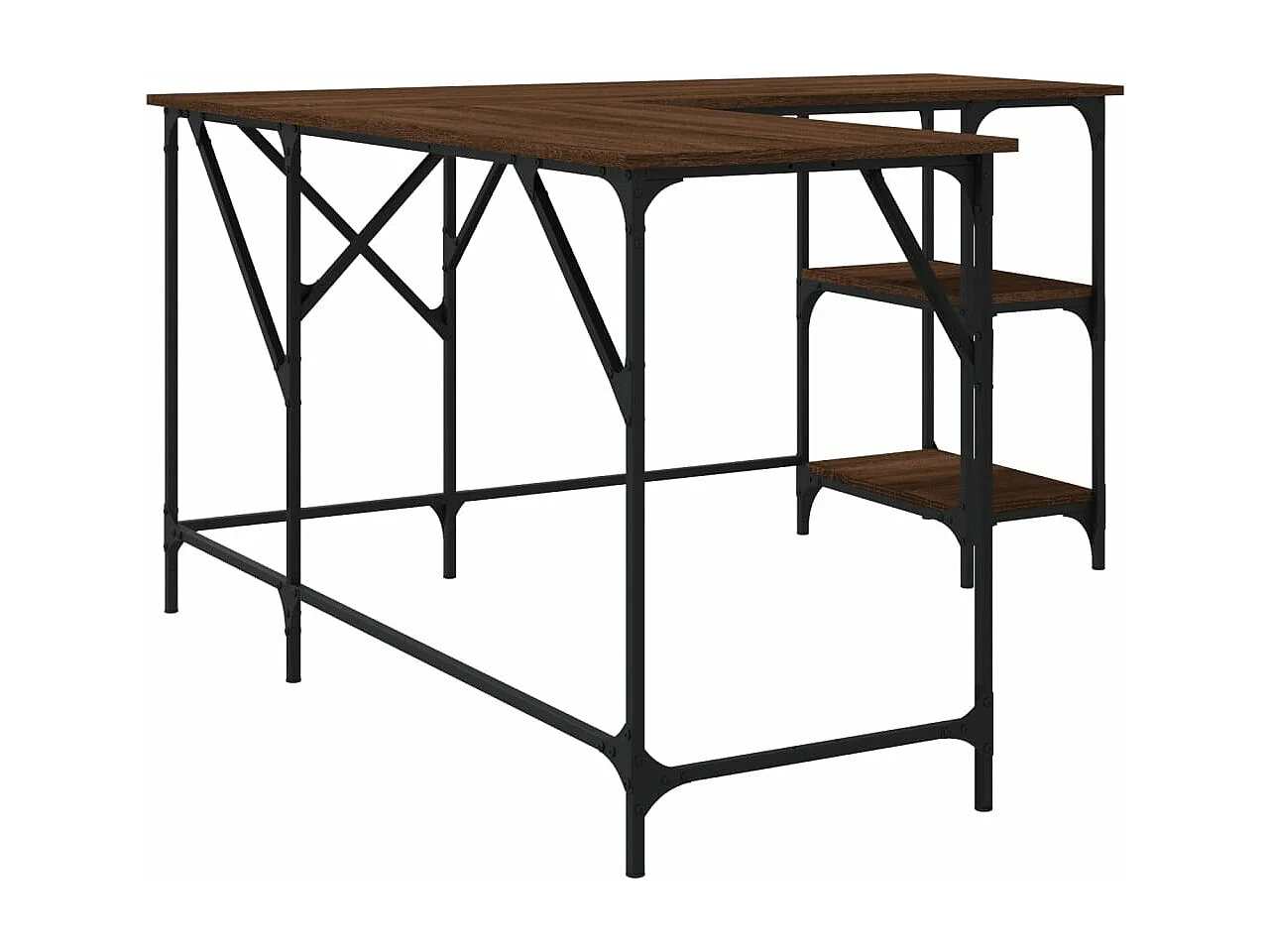 Escritorio madera de ingeniería roble marrón 139x139x75 cm