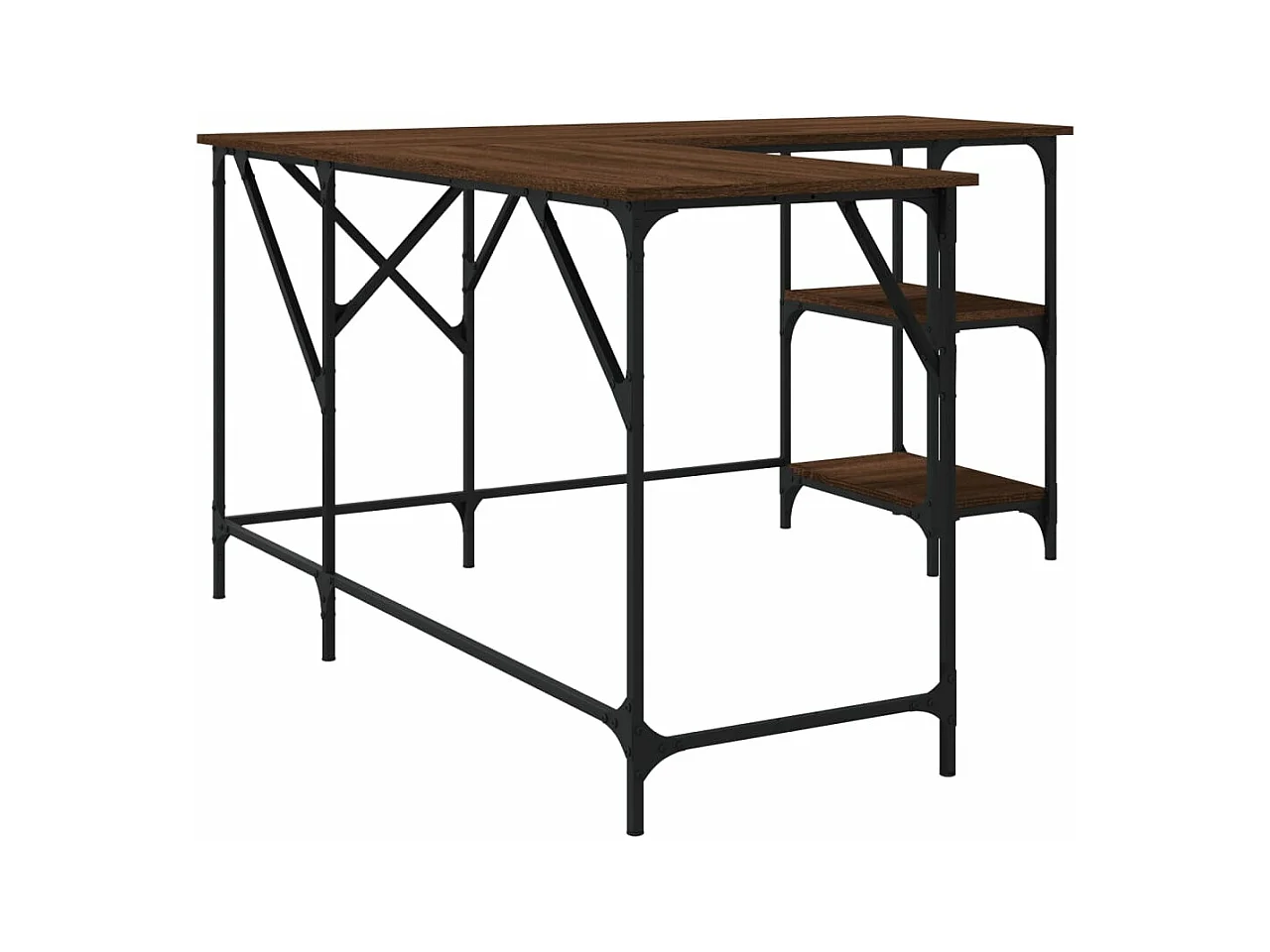 Bureau chêne marron 139x139x75 cm bois d'ingénierie