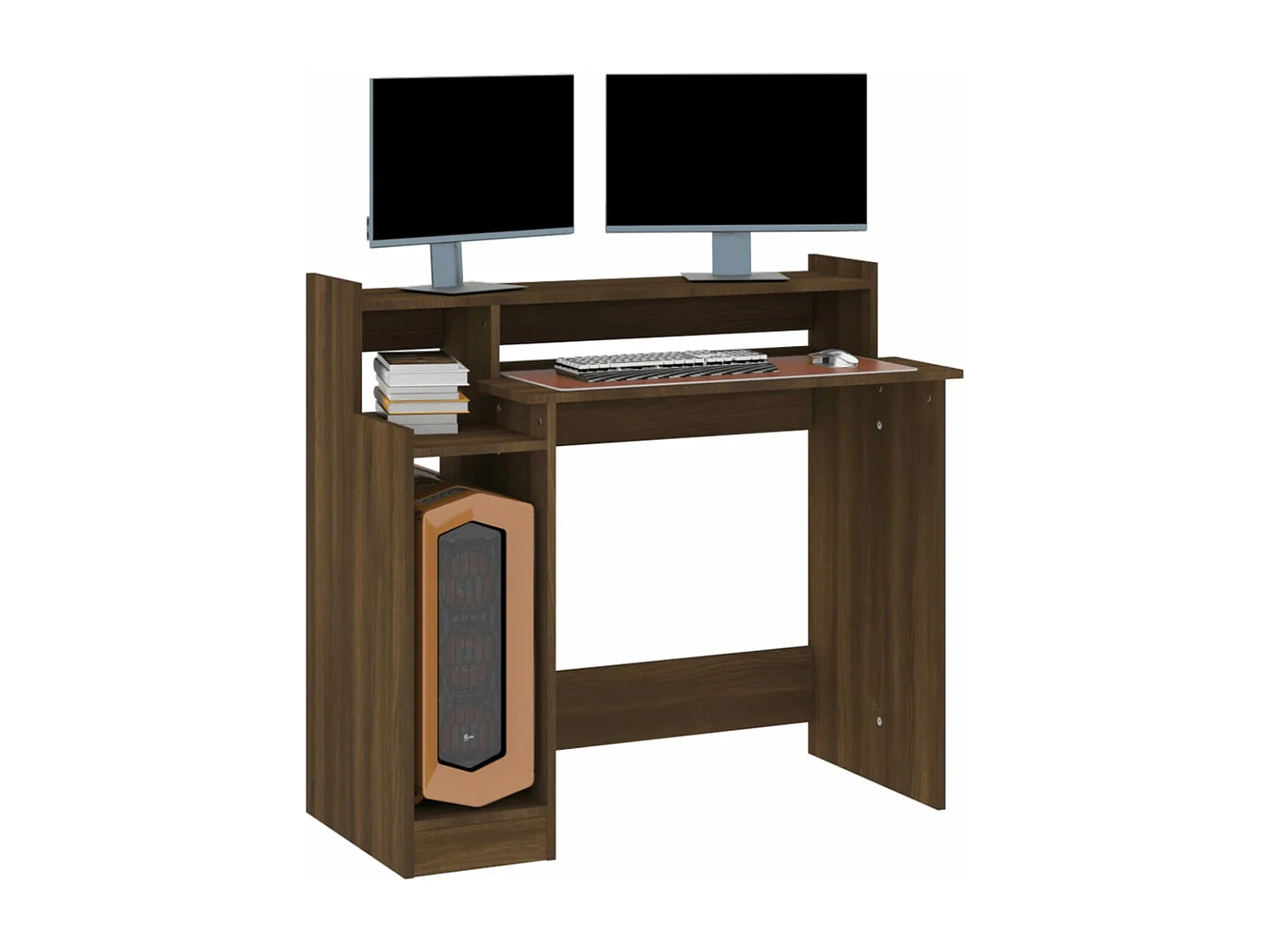 Scrivania con Luci LED Marrone Rovere 97x45x90cm in Multistrato