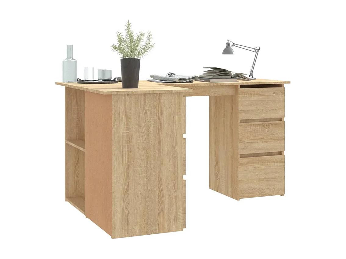Bureau d'angle Chêne sonoma 145x100x76 cm Bois d'ingénierie