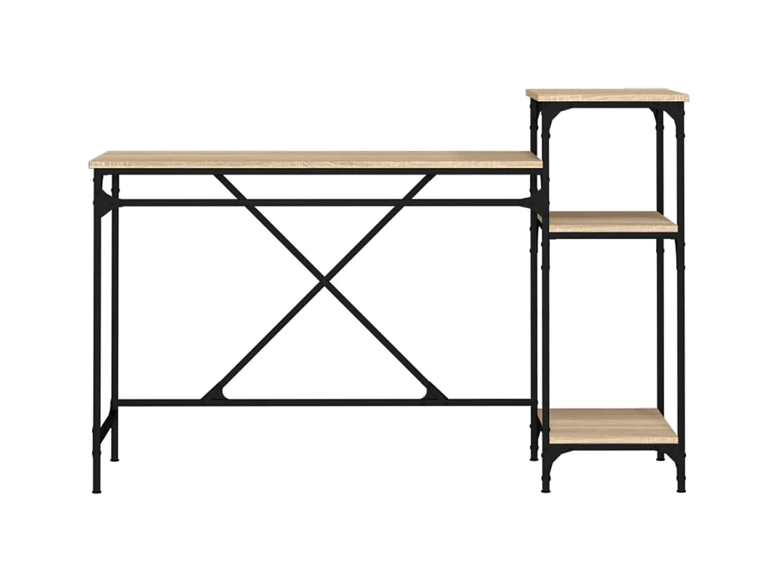 Scrivania Ripiani Rovere Sonoma 135x50x90cm Multistrato e Ferro