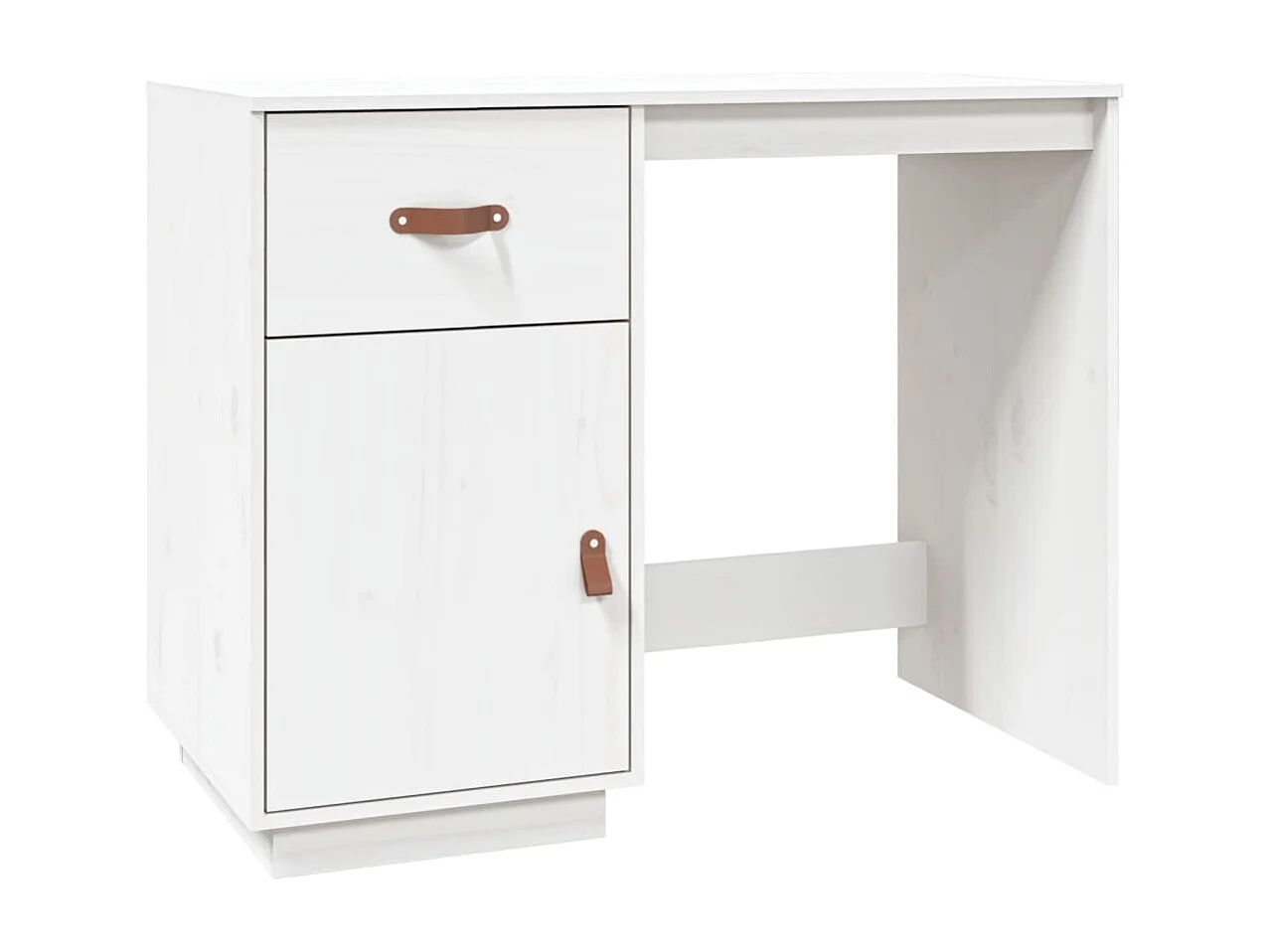 Bureau avec armoires Blanc 135x50x75 cm Bois massif de pin