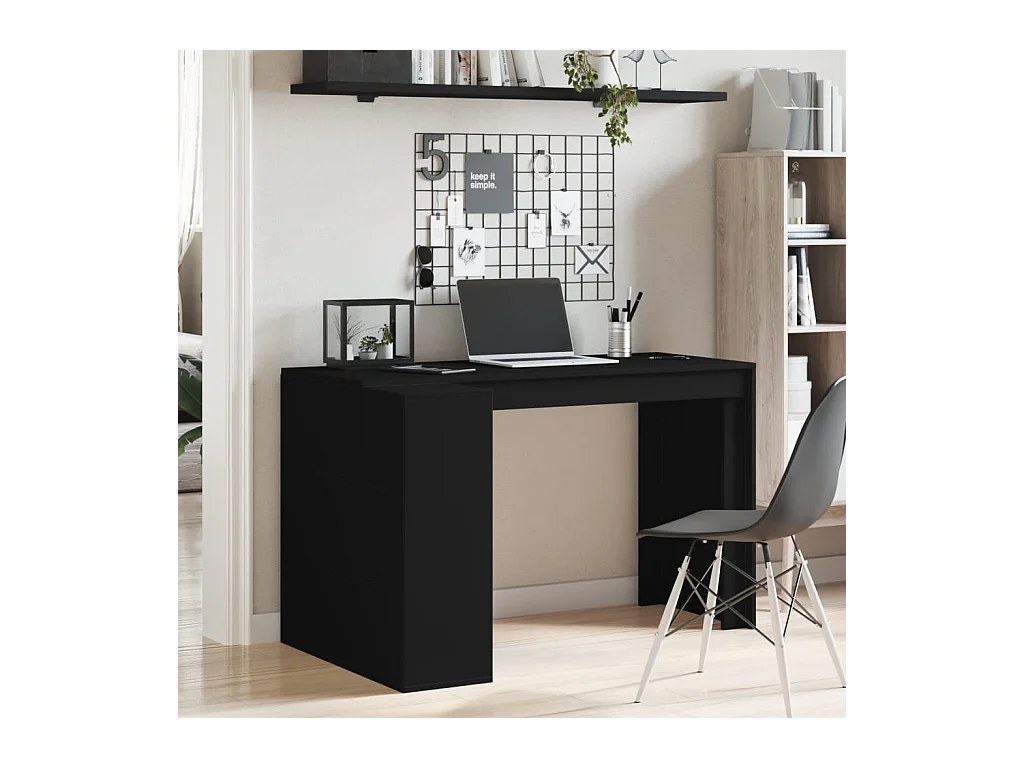 Bureau noir 123,5x73,5x75 cm bois d'ingénierie