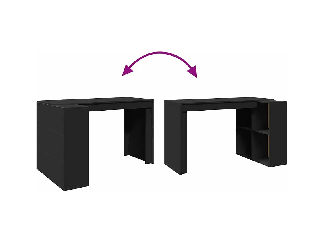 Bureau noir 123,5x73,5x75 cm bois d'ingénierie